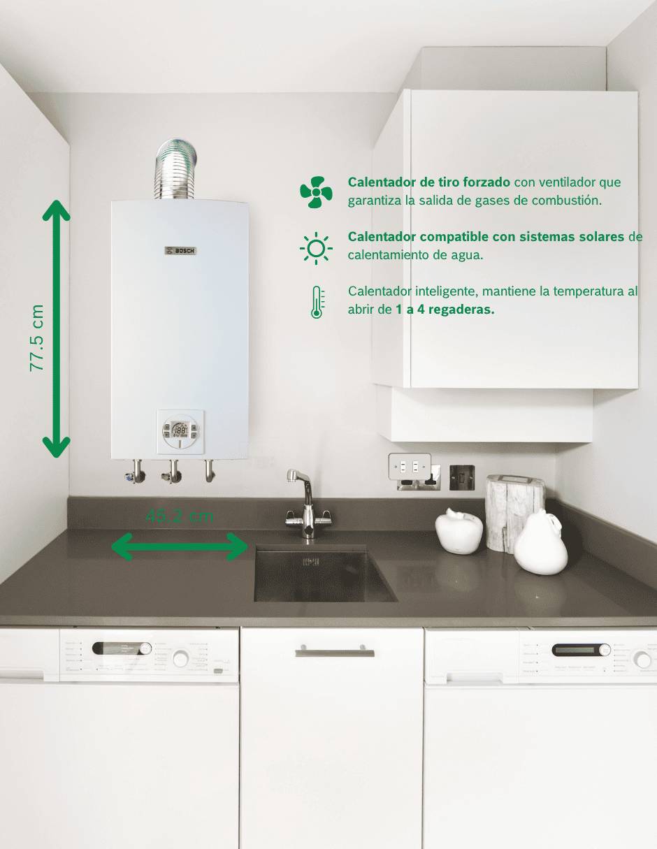 Calentador de paso bosch easy control 26lts lp sin tamaño gas lp