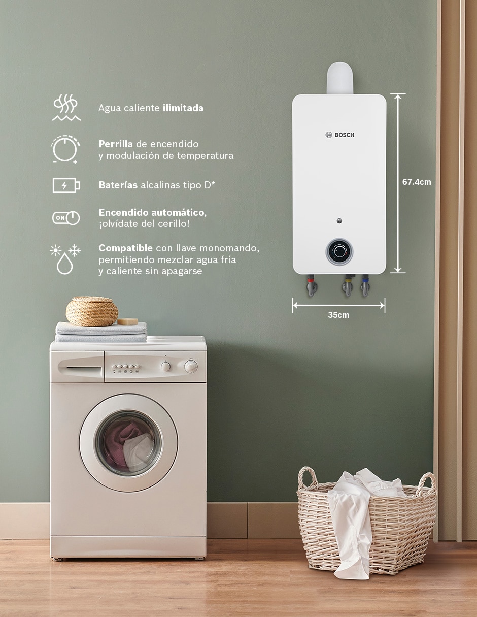 Calentador de paso Bosch BALANZ 13 L gas lp