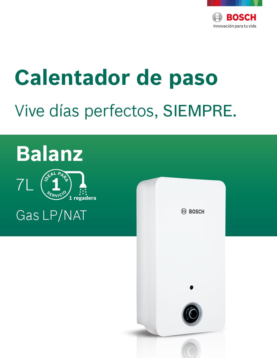 Calentador de paso Bosch BALANZ 13 L gas lp