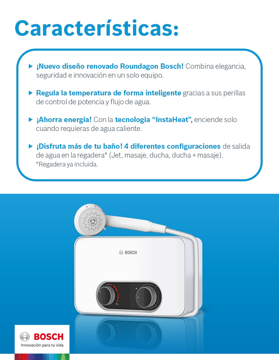 Calentador de paso Bosch Regadera instantánea