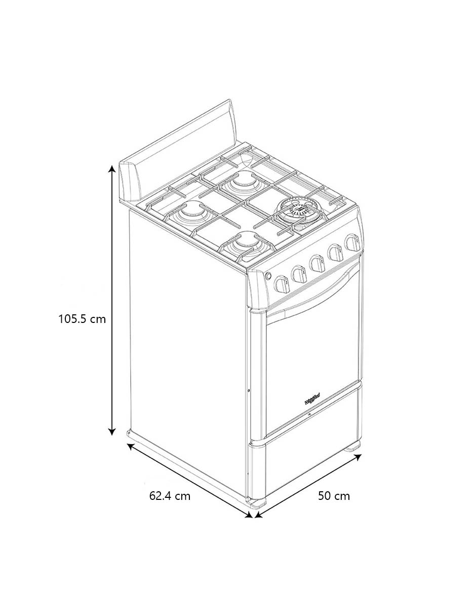Estufa de piso a Gas LP Whirlpool 50 cm WWR5000S de 4 quemadores