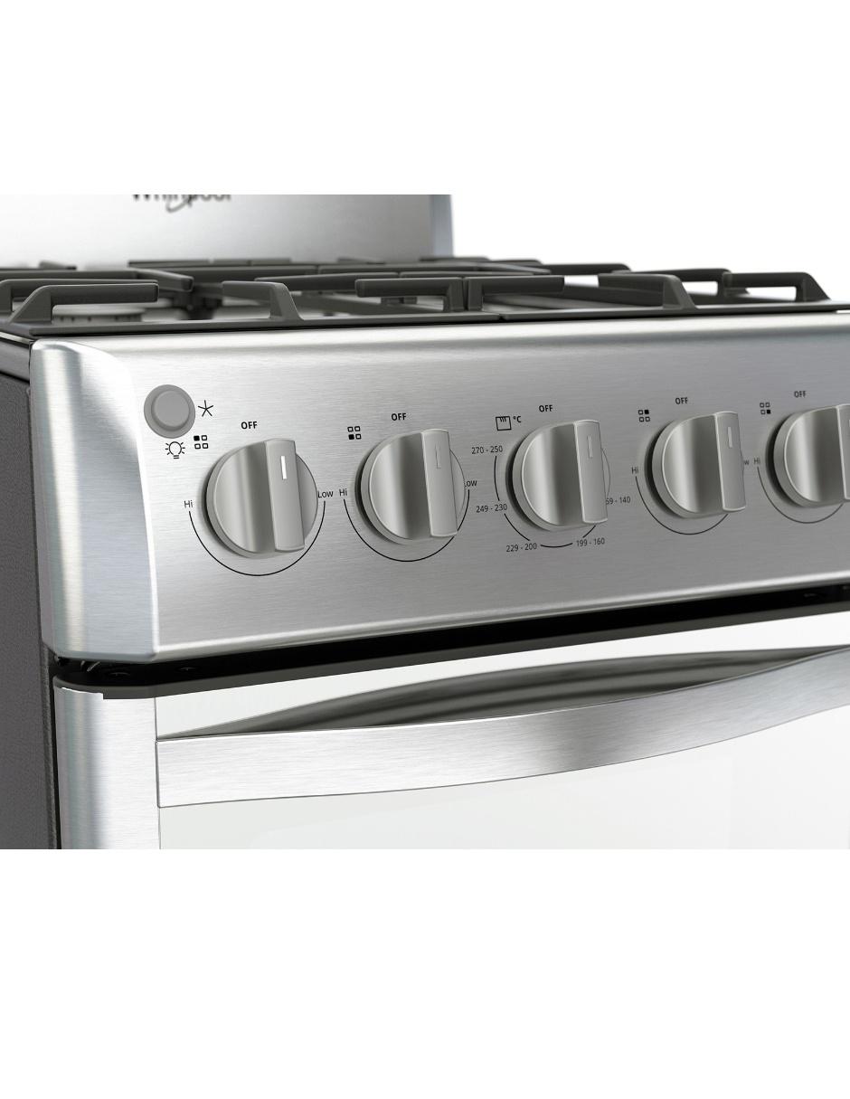 Estufa de piso a Gas LP Whirlpool 50 cm WWR5000S de 4 quemadores