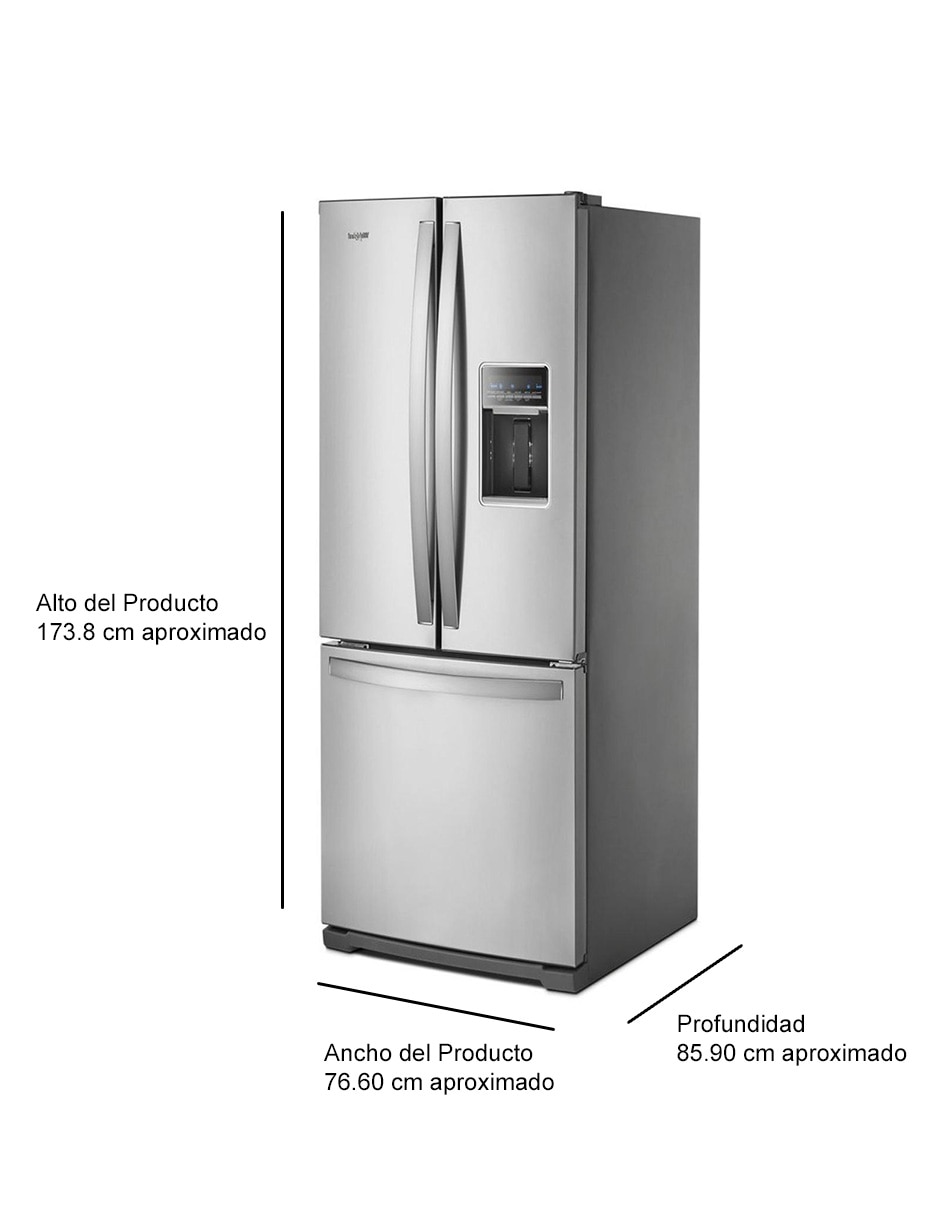 Refrigerador French door Whirlpool 20 pies tecnología no frost MWRF220SEHM