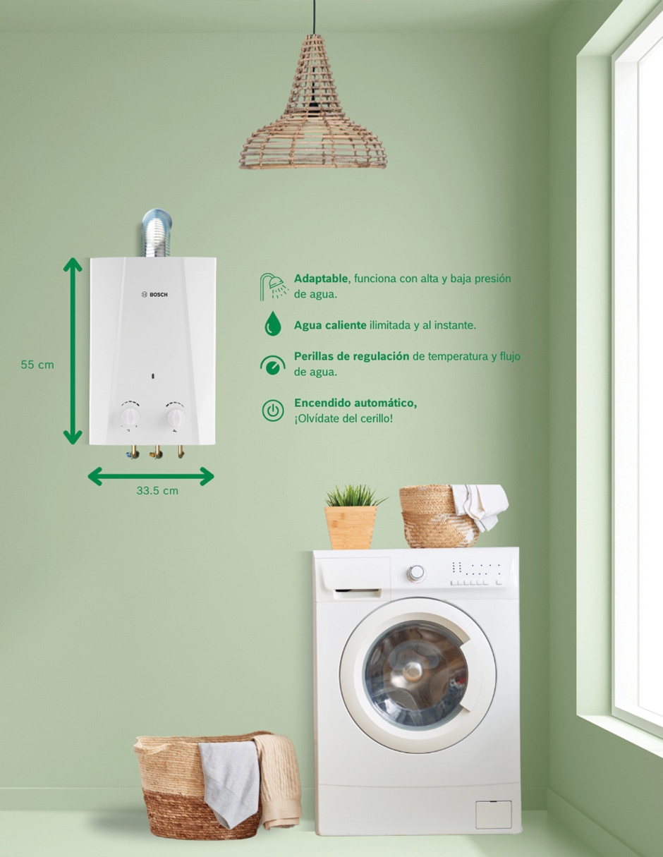Calentador de paso Bosch Eco 11 L a gas natural