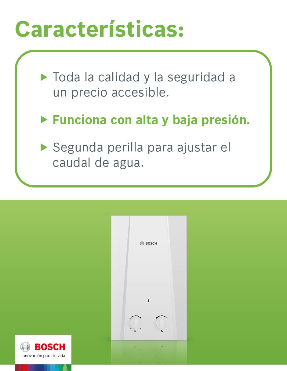 Calentador de paso Bosch Eco 11 L a gas natural