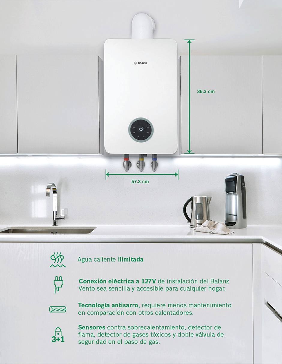 Calentador de paso Bosch BALANZ VENTO 17 L gas natural