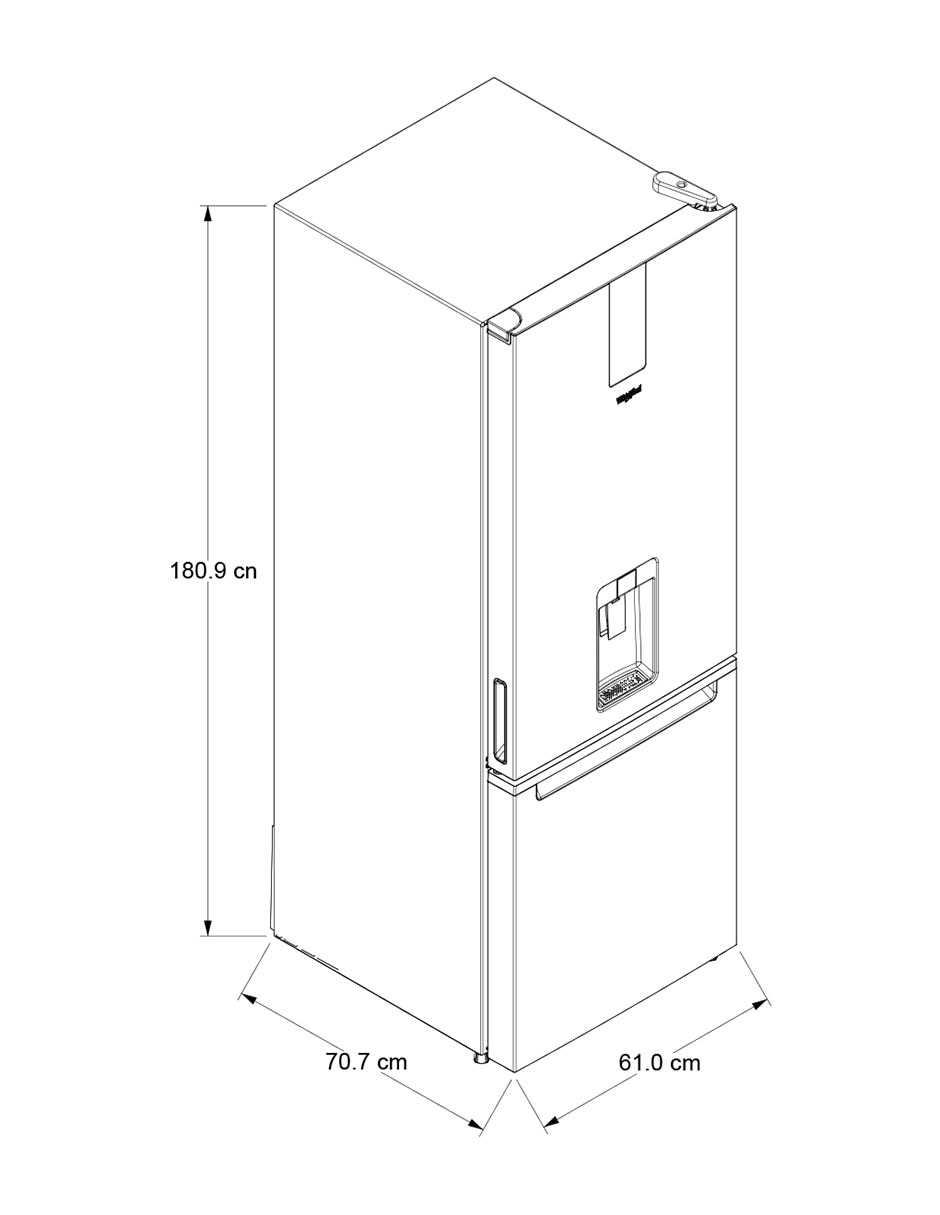 Refrigerador bottom mount Whirlpool 13 pies cúbicos no frost WB1333V
