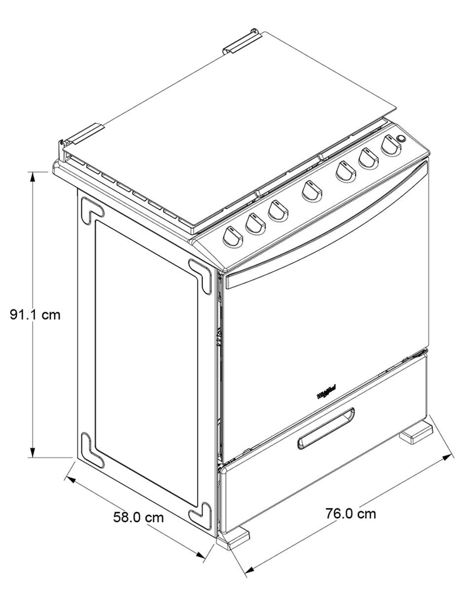 Estufa de piso a Gas LP Whirlpool 76 cm WFR7400S de 6 quemadores