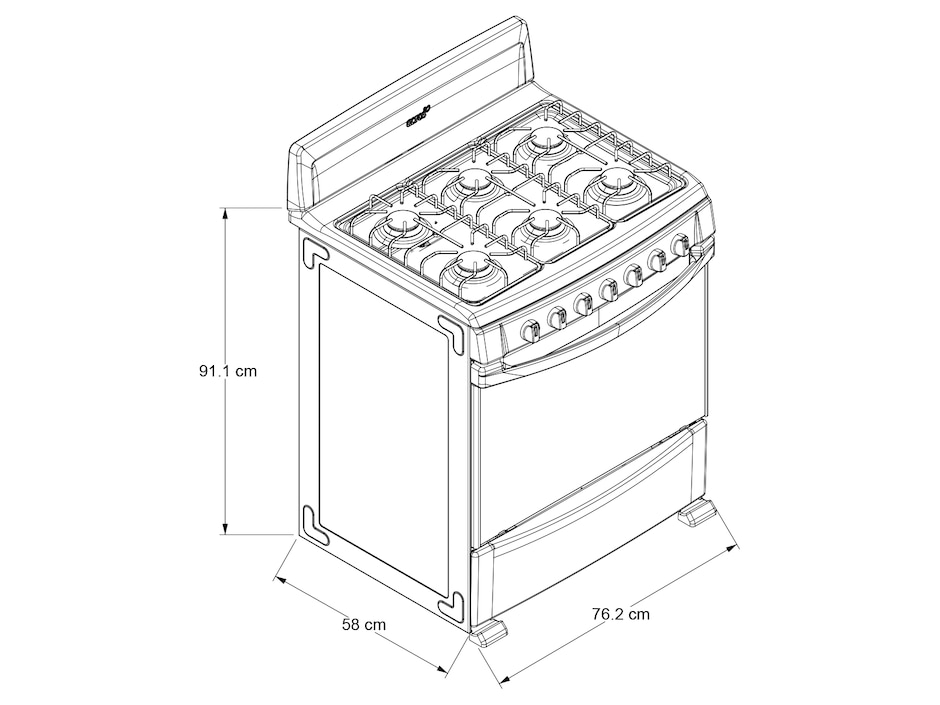 Estufa de piso a gas natural/lp 76.2 cm AF5431B de 6 quemadores