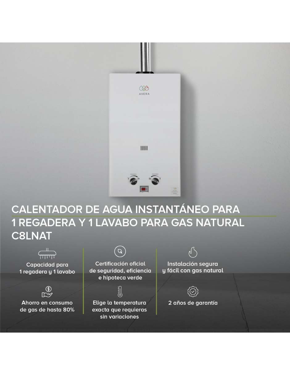 Calentador de paso c8lnat 8 litros gas natural 3