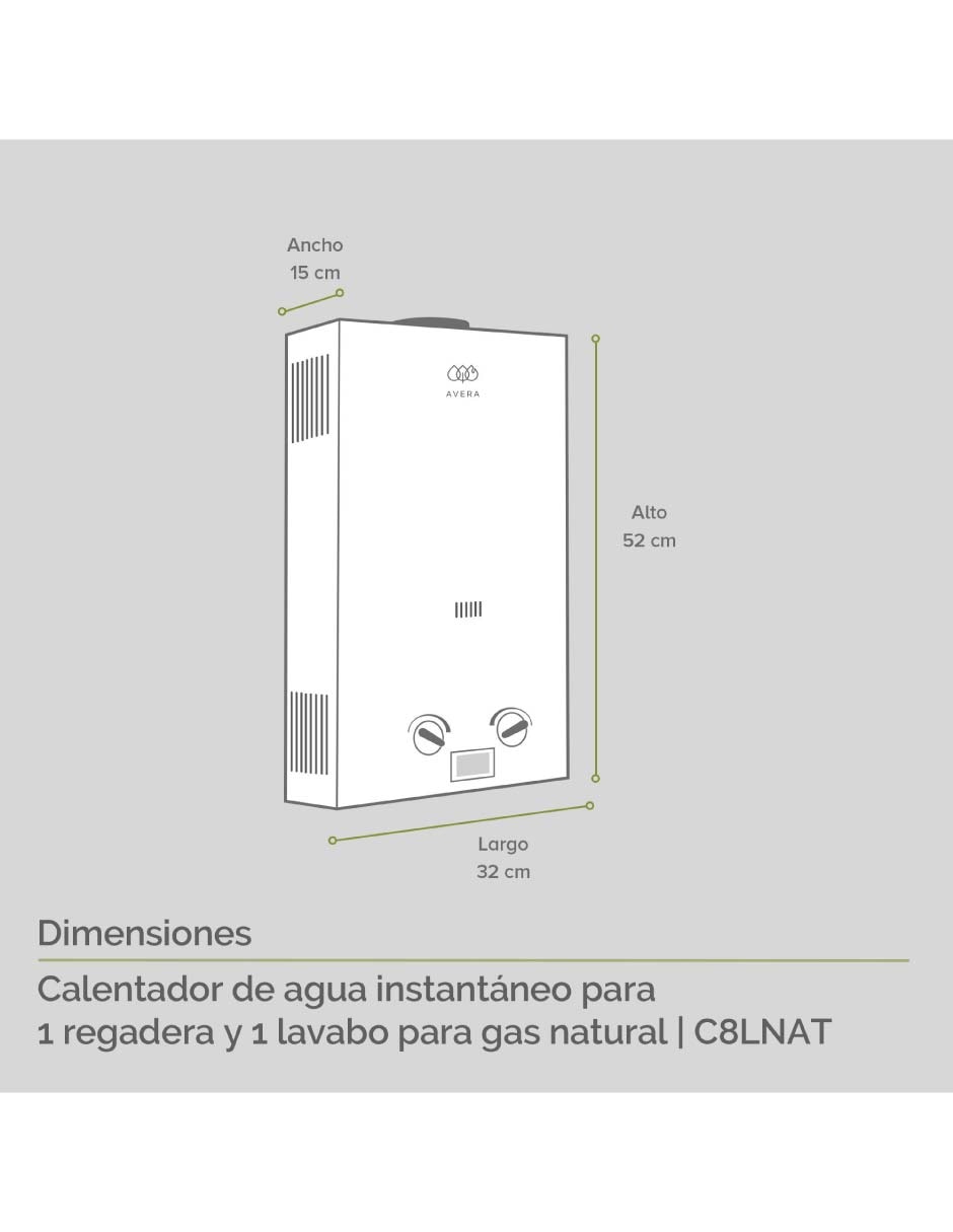 Calentador de paso c8lnat 8 litros gas natural