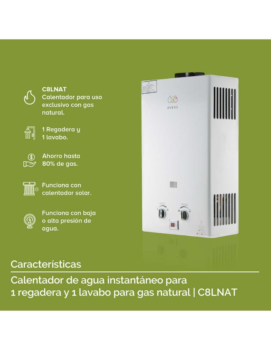 Calentador de paso c8lnat 8 litros gas natural 6