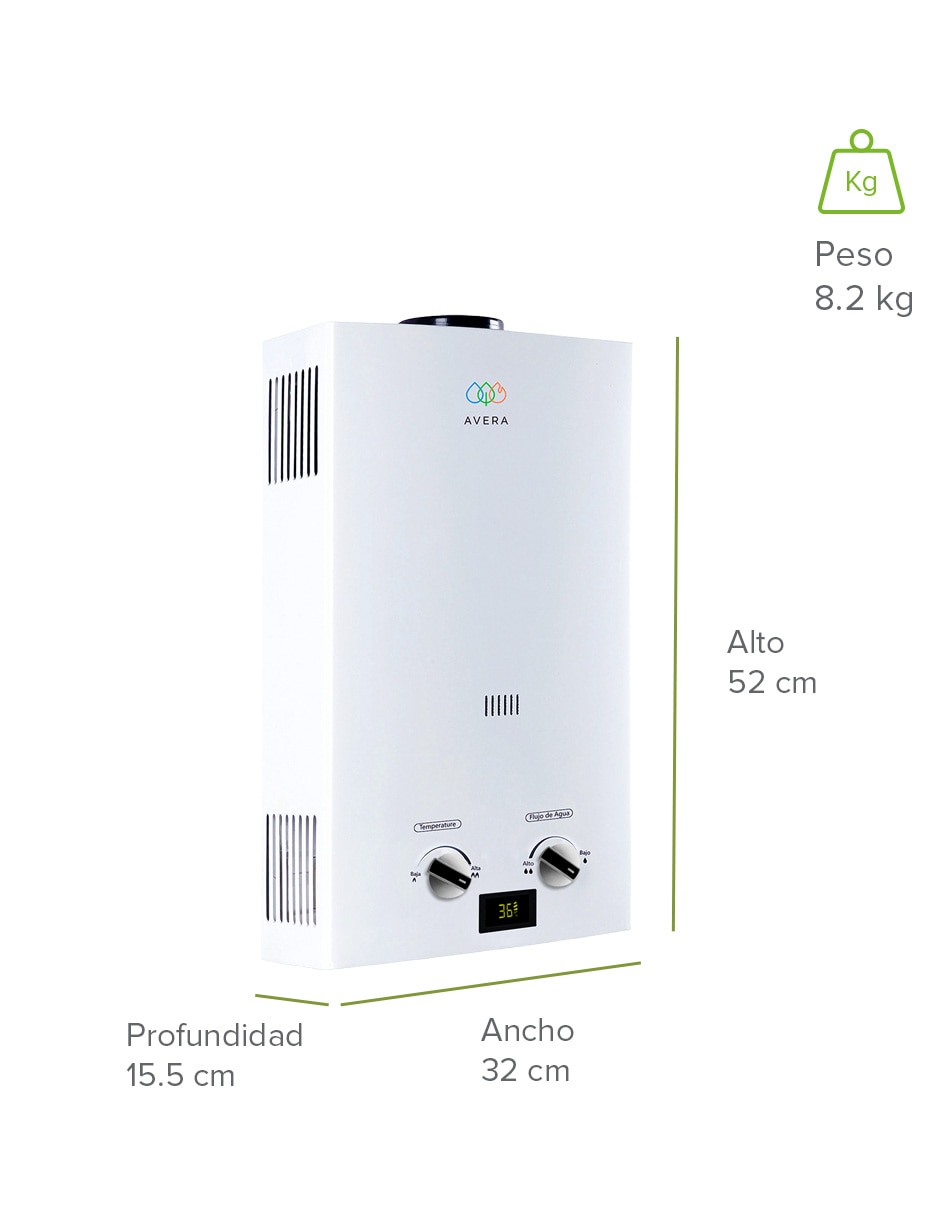 Calentador de paso Avera C12LNAT 12 l Gas natural