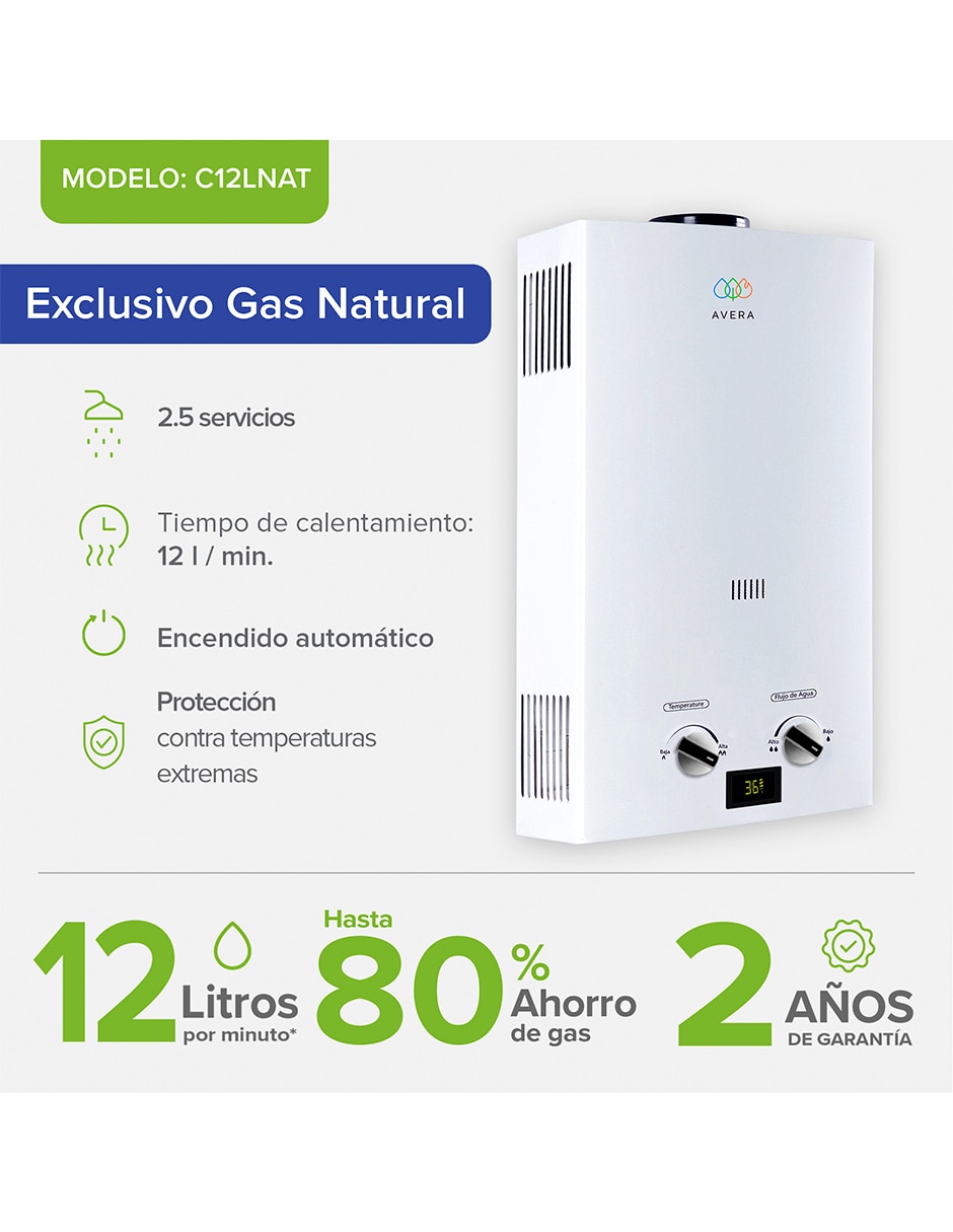 Calentador de paso Avera C12LNAT 12 l Gas natural