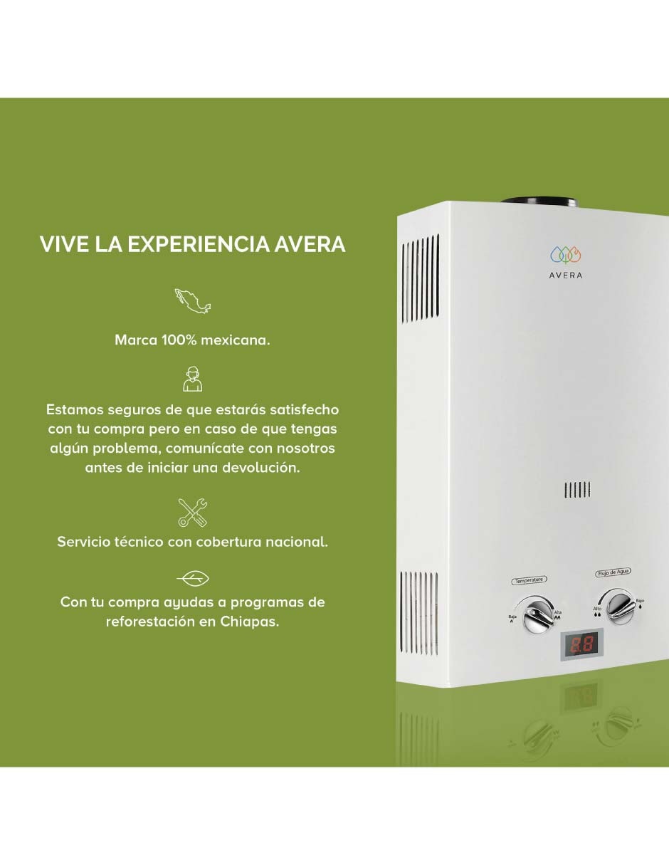 Calentador de paso Avera C6L 6 L Gas LP