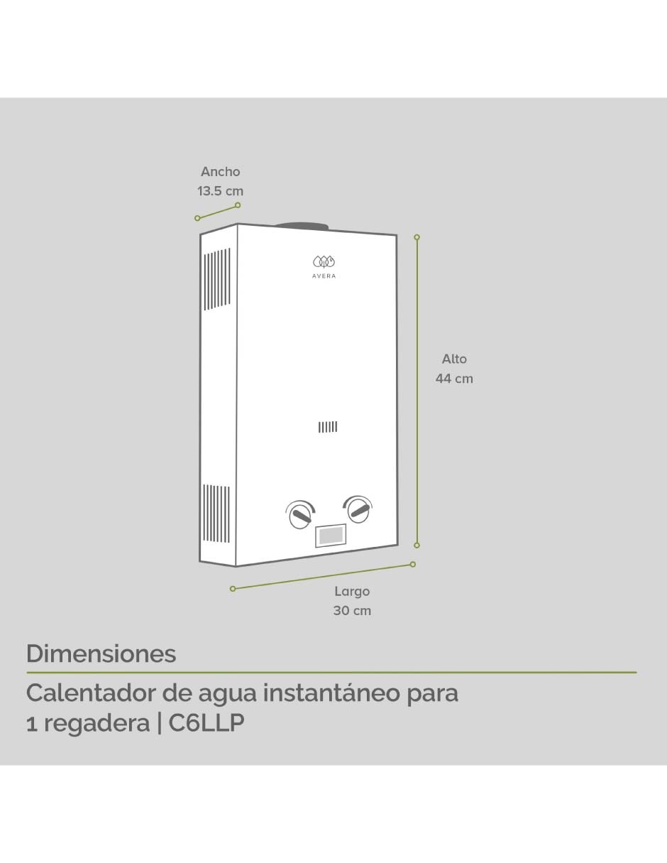 Calentador de paso Avera C6L 6 L Gas LP