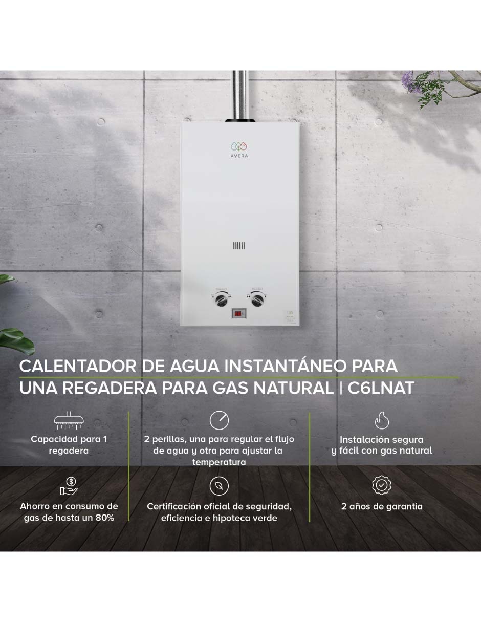 Calentador de paso Avera C6LNAT 6 L Gas natural
