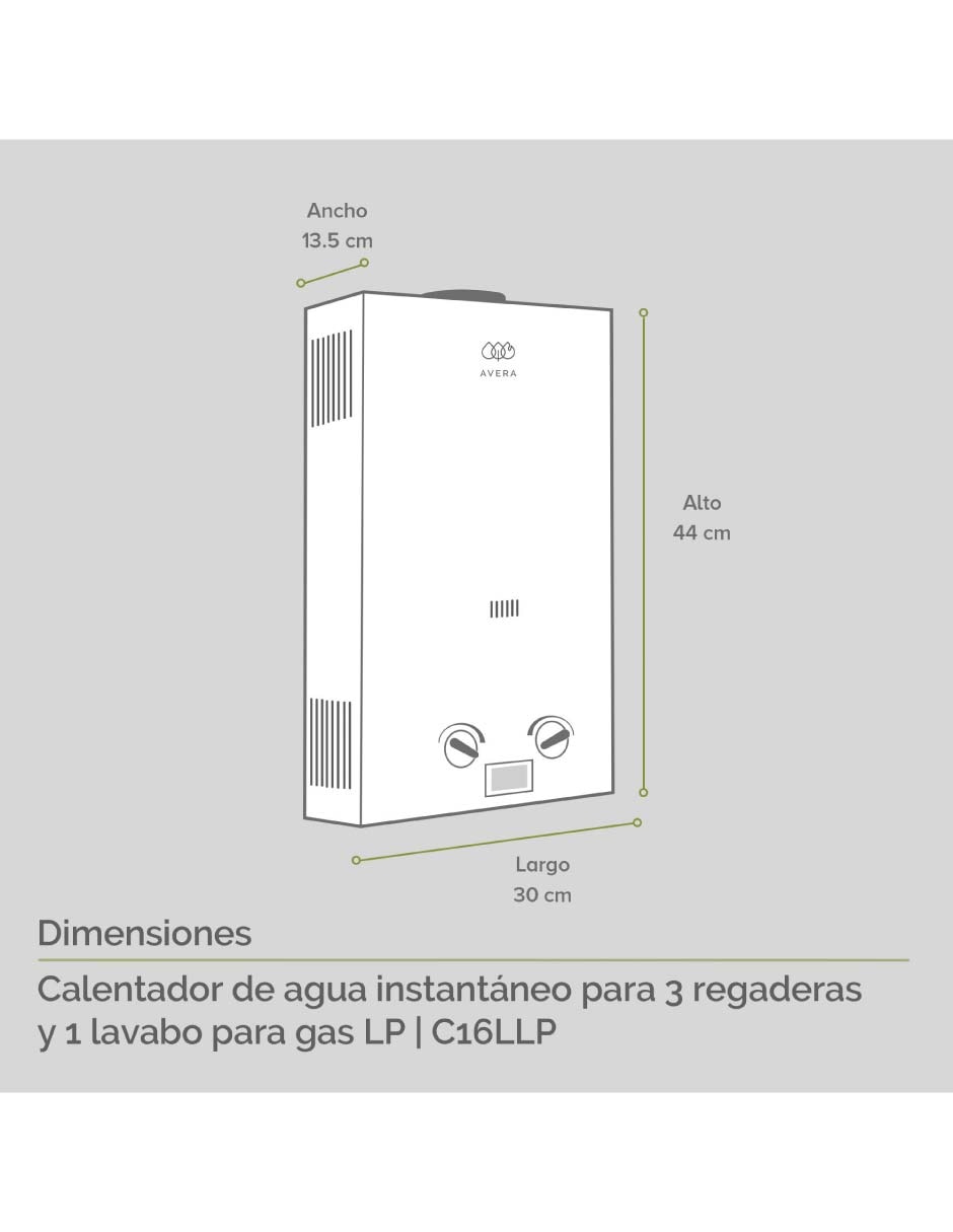 Calentador de paso c16l sin tamaño gas lp