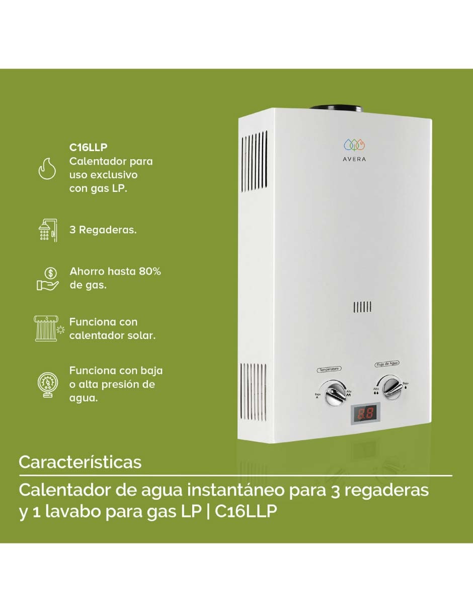 Calentador de paso c16l sin tamaño gas lp 6