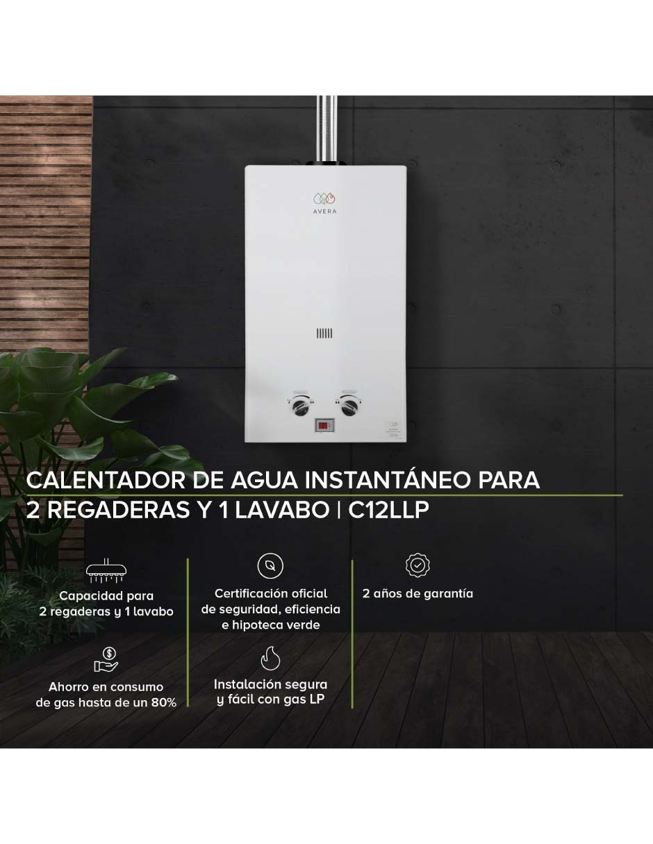 Calentador de paso Avera C12L 12 l Gas LP