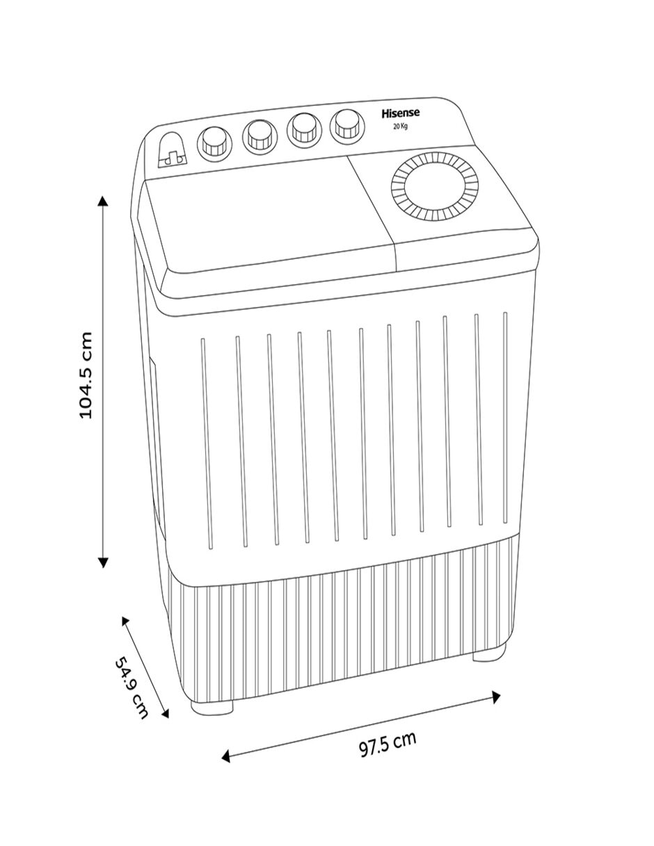 Lavadora 20 kg semiautomática carga superior wsa2001p 5