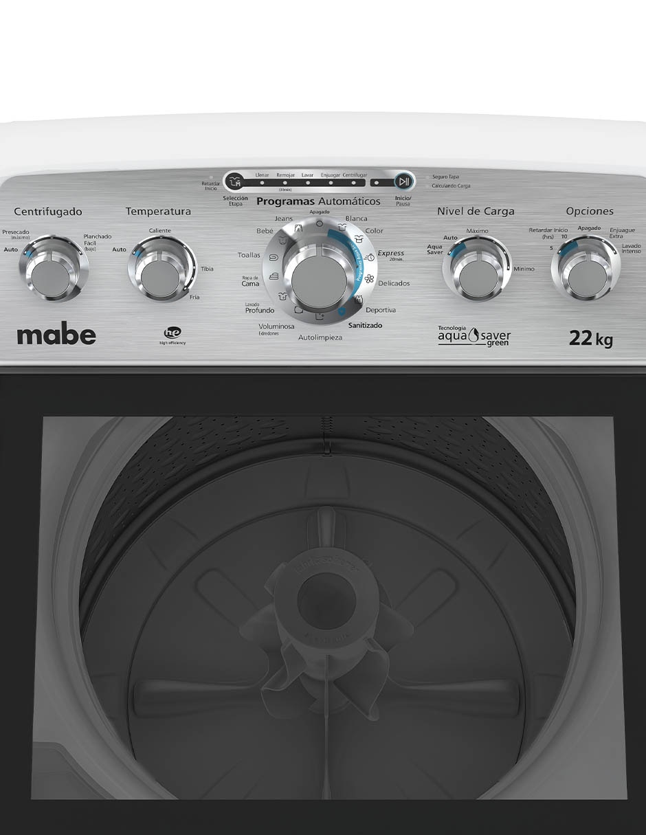 Lavadora Mabe 22 kg automática carga superior lma72215wbab0ja