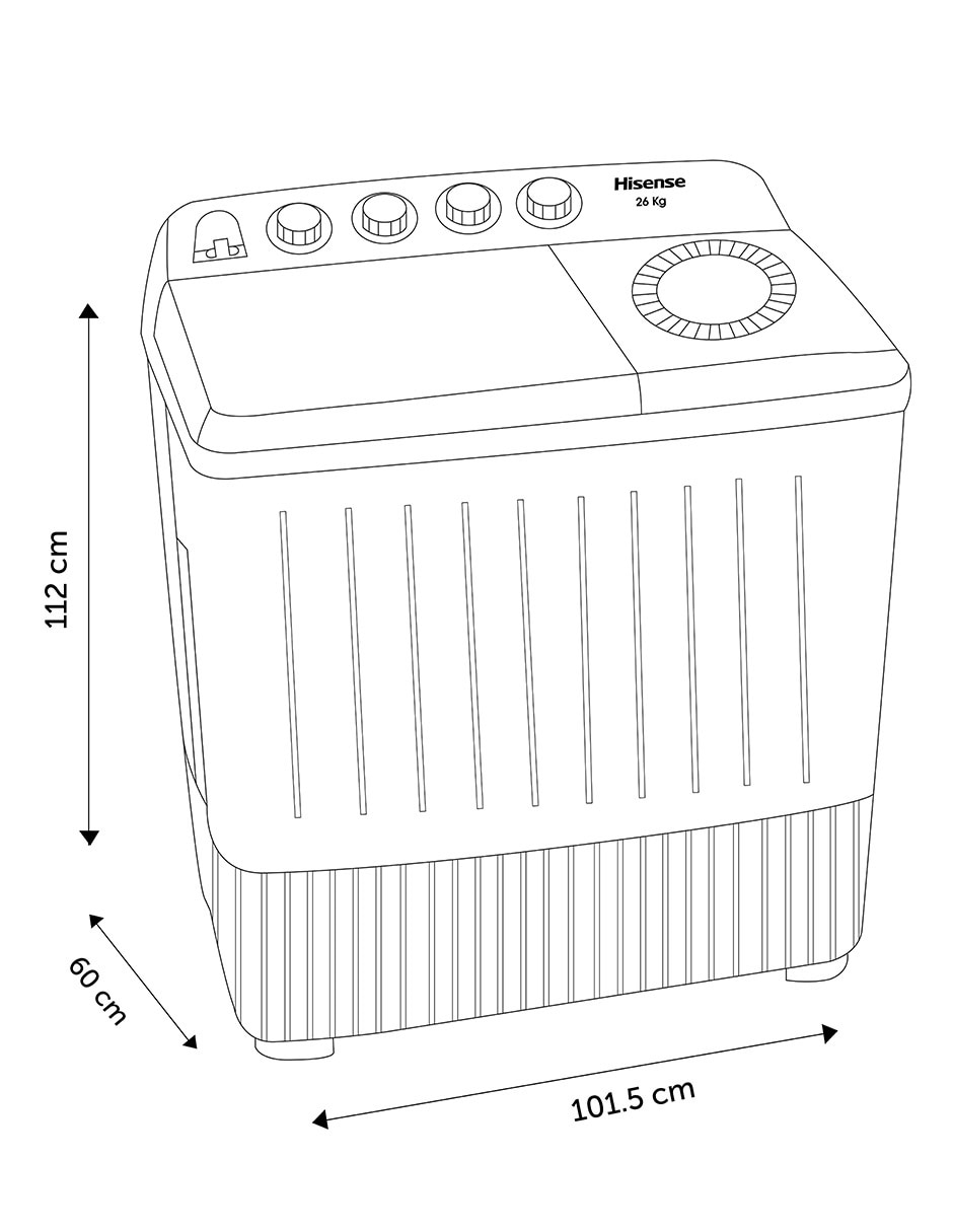 Lavadora doble tina Hisense 26 kg semiautomática carga superior WSA2601PX