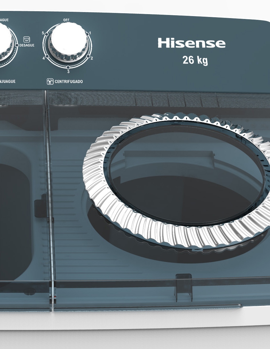Lavadora doble tina Hisense 26 kg semiautomática carga superior WSA2601PX