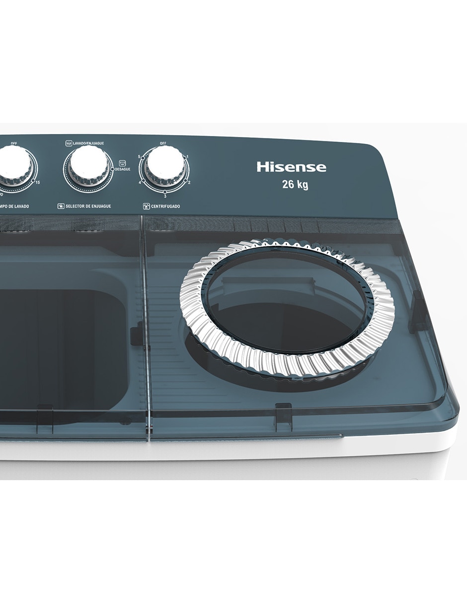Lavadora doble tina Hisense 26 kg semiautomática carga superior WSA2601PX