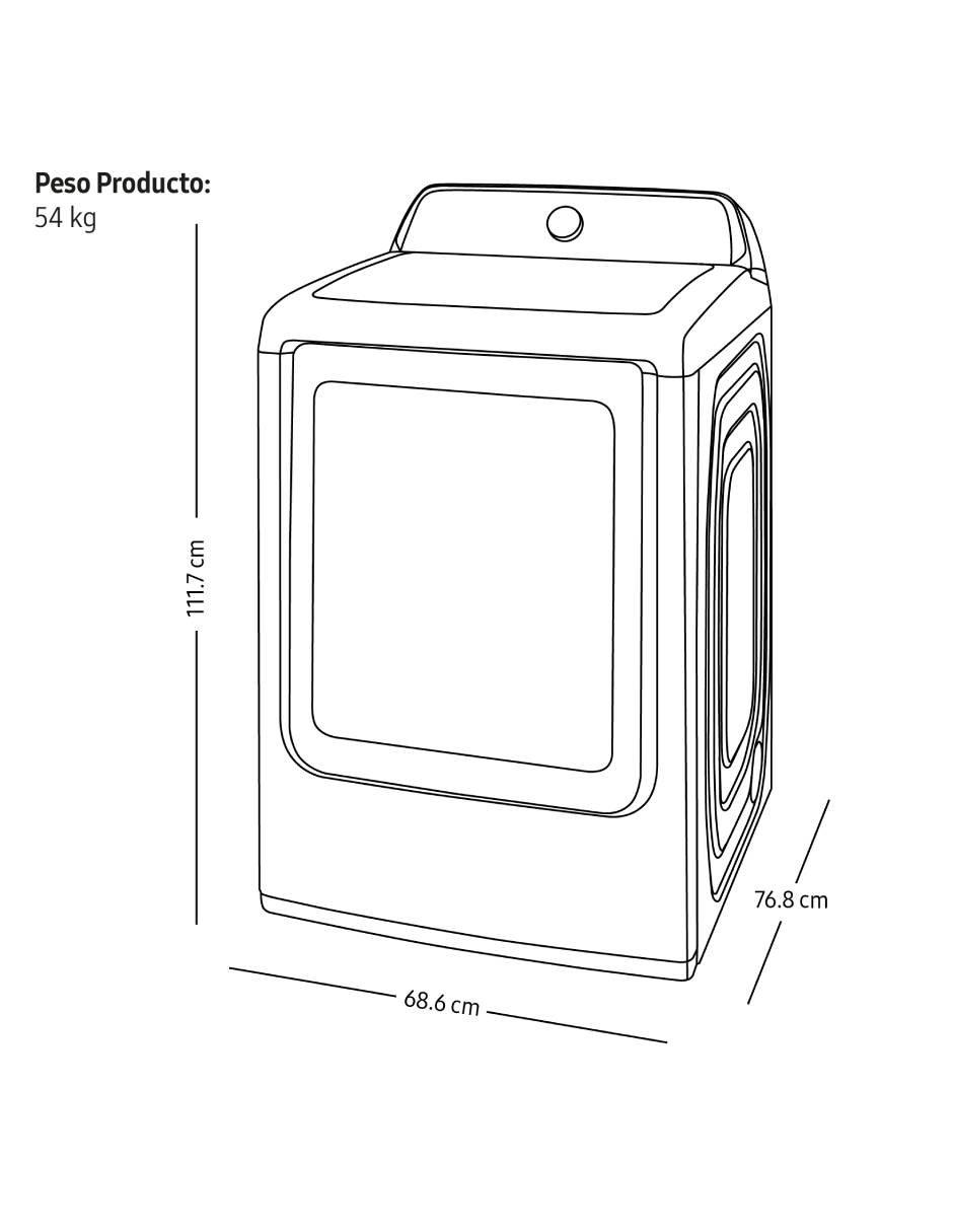 Secadora de gas Samsung de 24 kg con 8 ciclos DVG24A3000W/AX