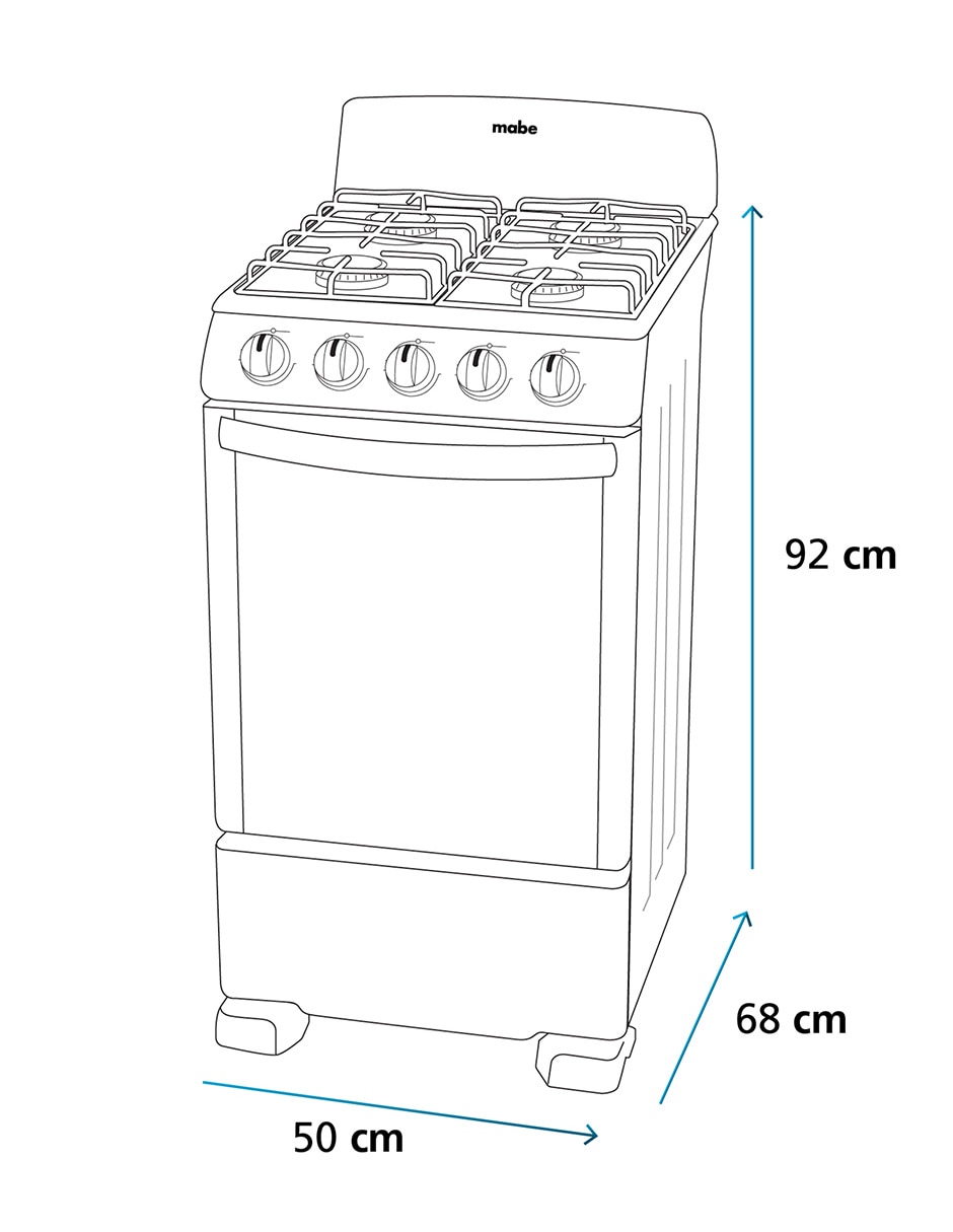 Estufa de piso a gas natural/lp 50 cm EM5030BAIS0 de 4 quemadores 12