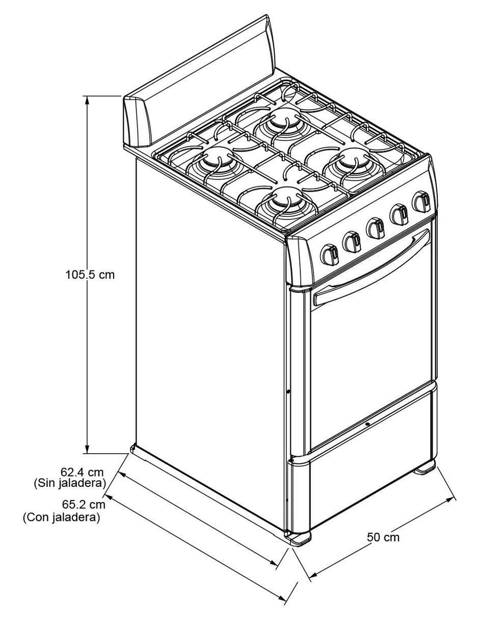 Estufa de piso a gas natural/lp 50 cm AW-5300D de 4 quemadores 2