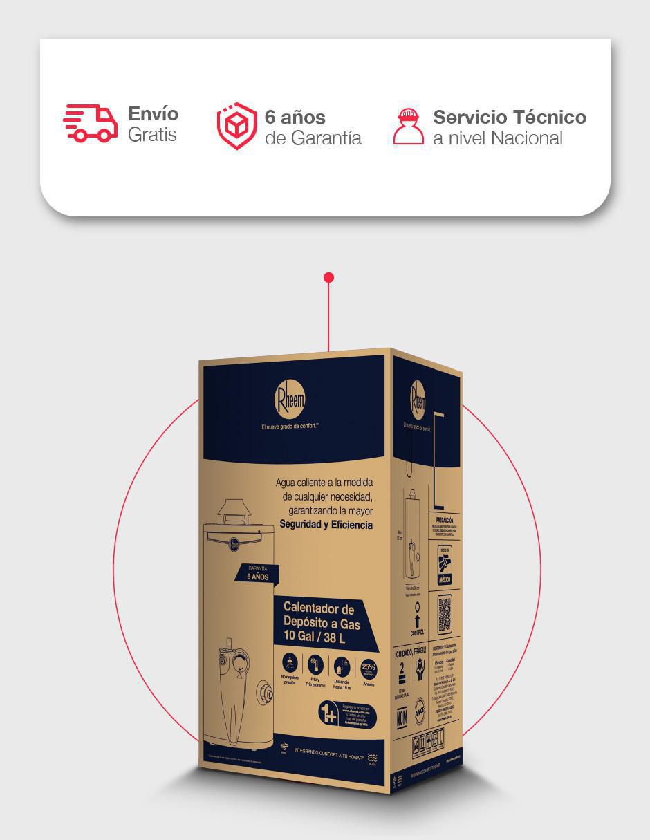 Calentador de depósito Rheem 29V10S/572192 38 L gas natural