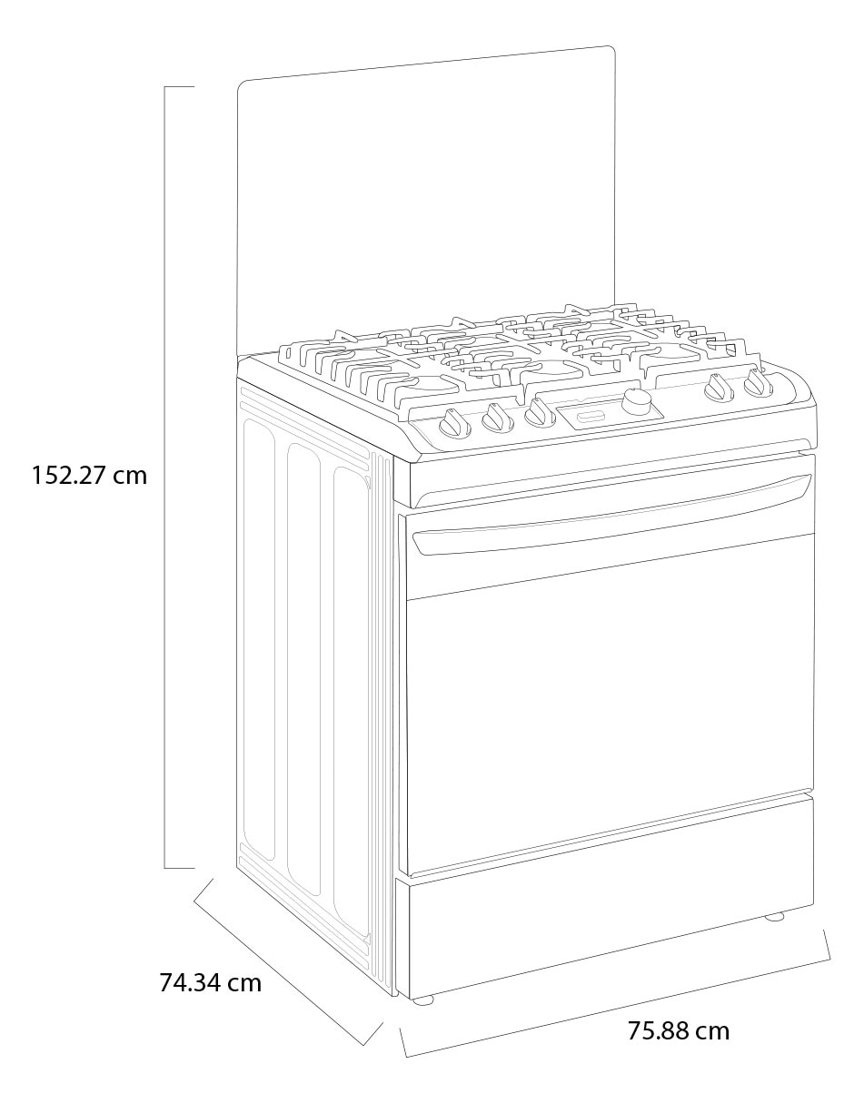 Estufa de piso a Gas LP Lg 76 cm LRGL5841S de 5 quemadores