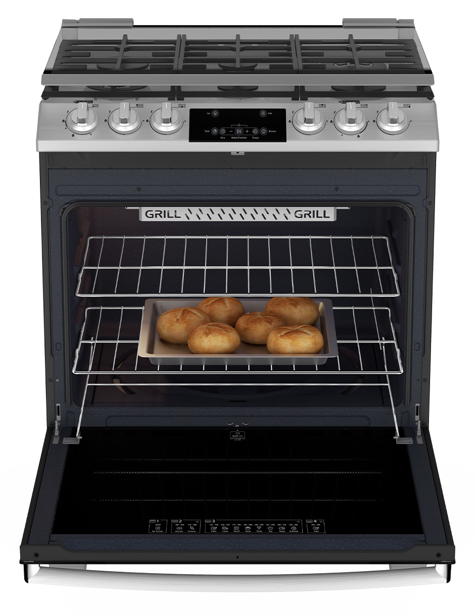 Estufa de piso a Gas LP Mabe Ultimate 72 cm EMH7614DATSS0 de 6 quemadores