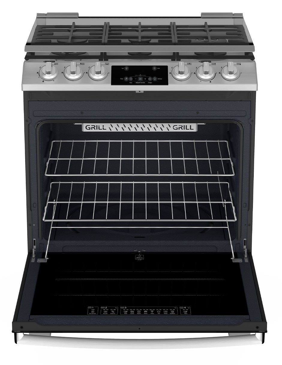 Estufa de piso a Gas LP Mabe Ultimate 72 cm EMH7614DATSS0 de 6 quemadores