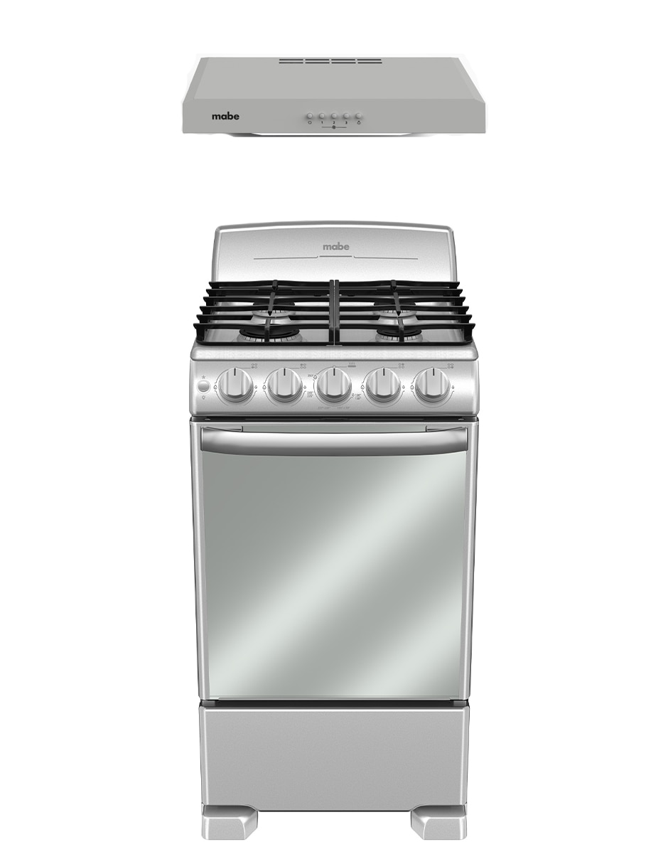 Combo estufa de piso a gas natural/lp Mabe Ultimate 50 cm EM5043CMPU501G de 4 quemadores + campana