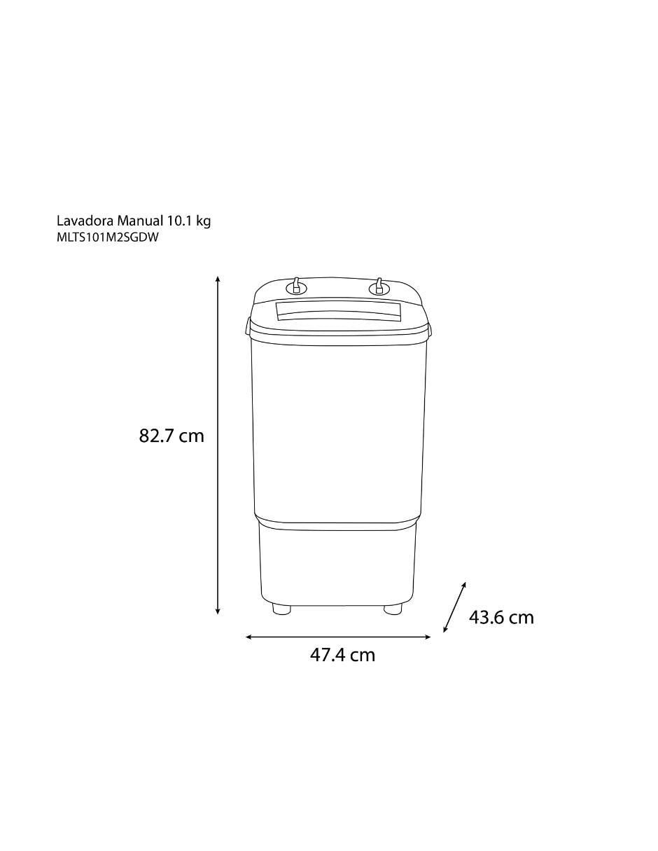 Lavadora 10 kg semiautomática carga superior mlts101m2sgdw 9