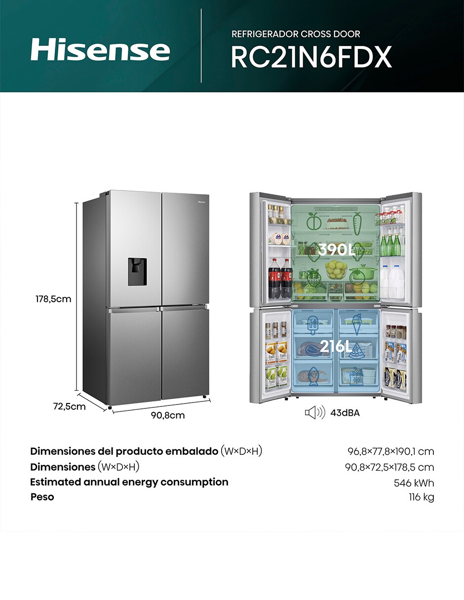 Refrigerador french door 21 pies cúbicos Inverter y No frost rc21n6fdx 8