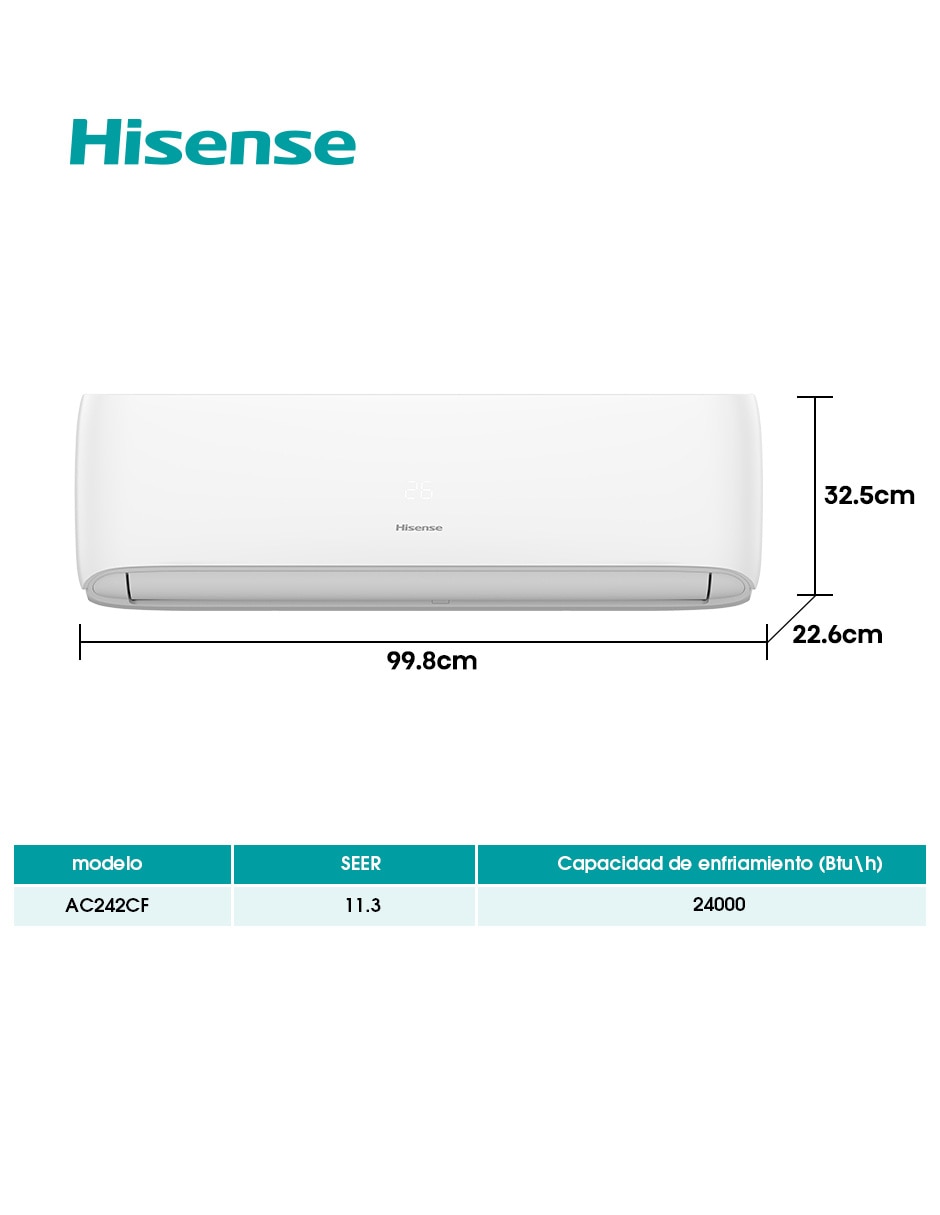 Aire acondicionado mini split No aplica Frío 24000 BTU AC242CF 220 V 15