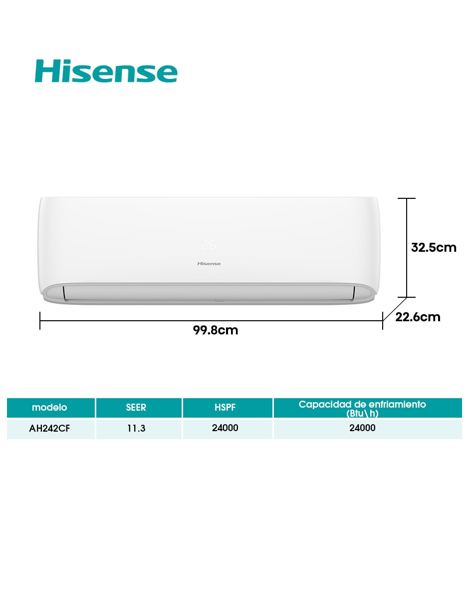 Aire acondicionado mini split No aplica Frío y calor 24000 BTU AH242CF 220 V 15