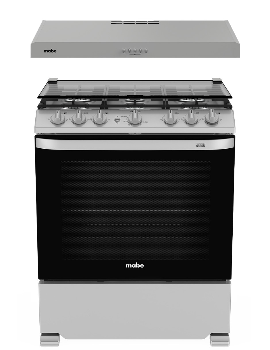 Combo estufa de piso Ultimate 76 cm EMH7602JSCMPU761G de 6 quemadores + Campana 1