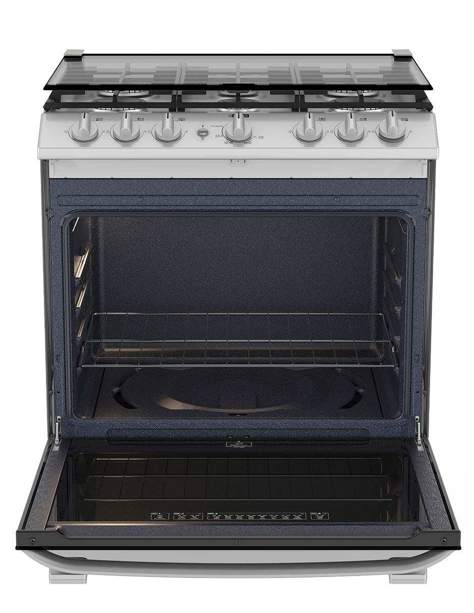 Combo estufa de piso Ultimate 76 cm EMH7602JSCMPU761G de 6 quemadores + Campana 6