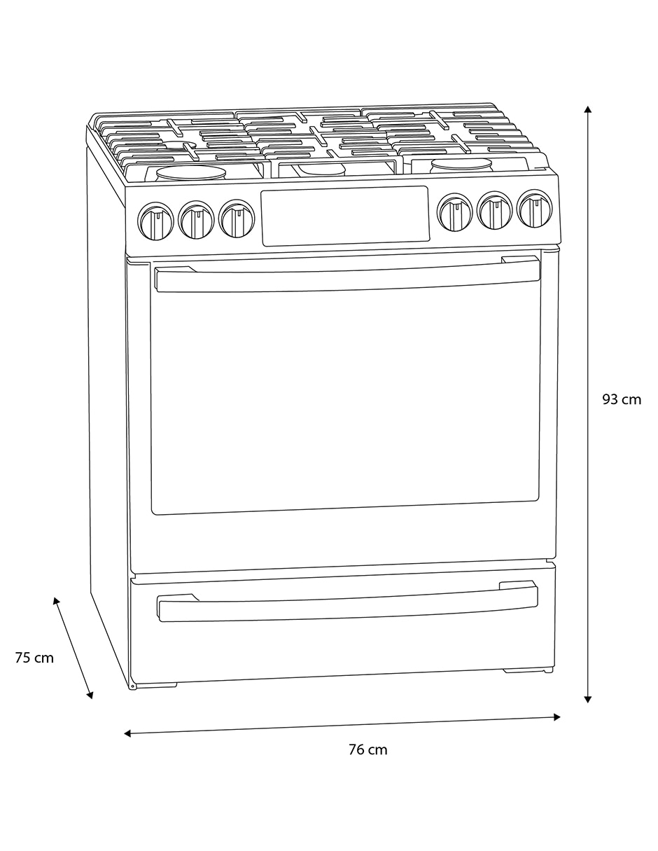 Estufa de piso a gas lp Io Mabe 76 cm IO940TS0 de 5 quemadores