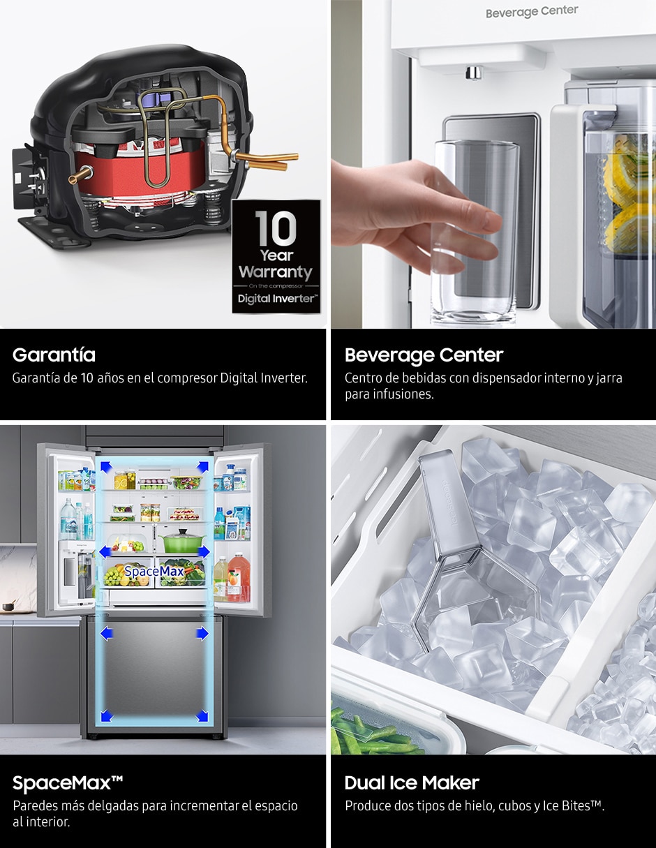 Refrigerador french door Samsung 25 pies cúbicos inverter y fábrica de hielo Rf25c5551s9/em