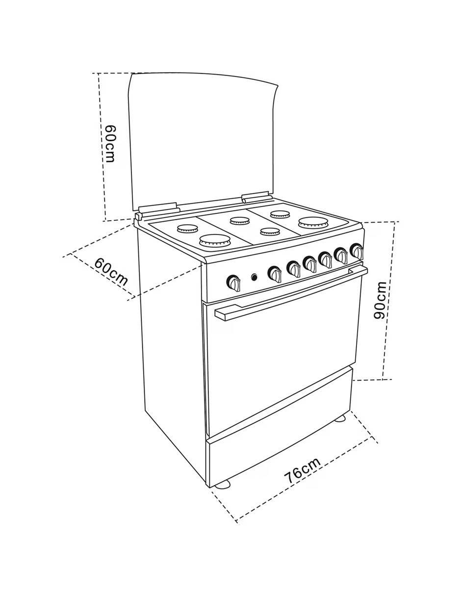 Estufa de piso a Gas LP Estufa 76 cm, campana 76 cm, microondas 51.3 cm FSGG8660+TMX76+MWG11X de 6 quemadores 6