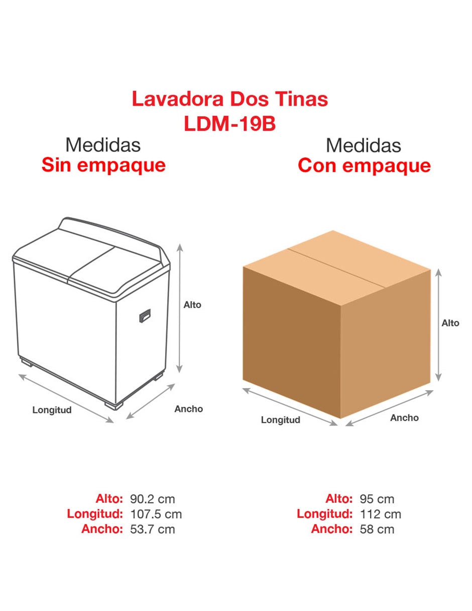 Lavadora doble tina Koblenz 19 kg semiautomática carga superior LDM-19B