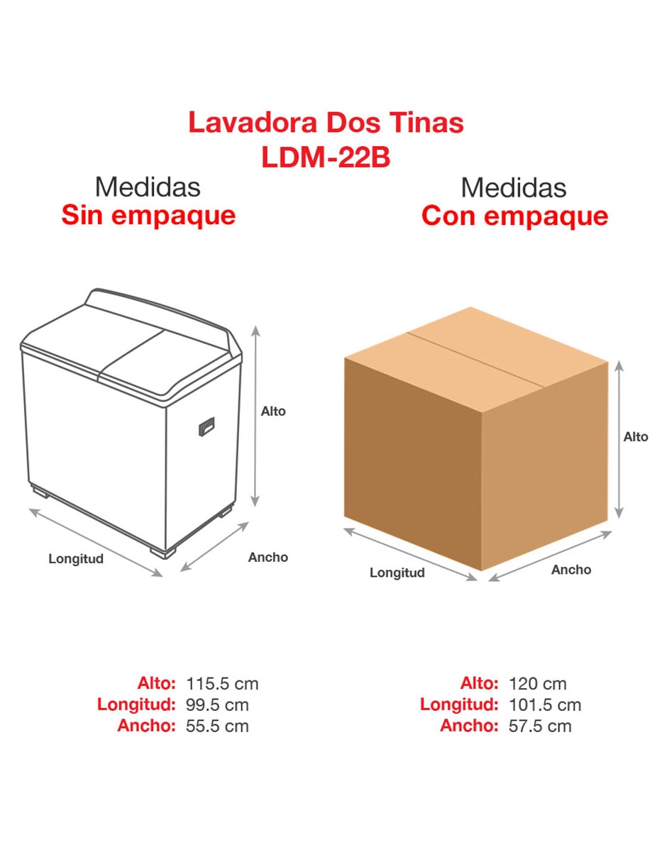 Lavadora doble tina Koblenz 22 kg semiautomática carga superior ldm-22b