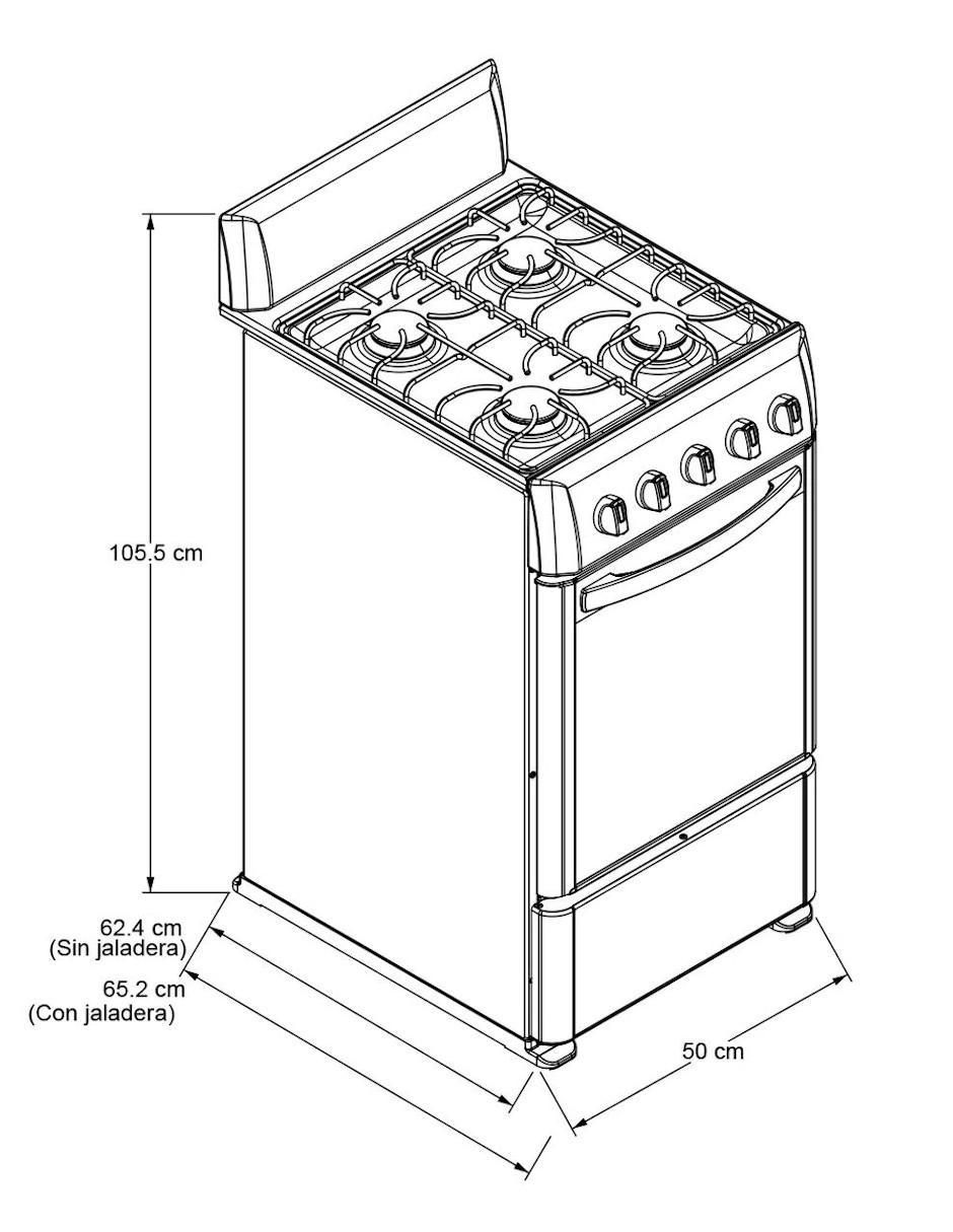Estufa de piso a gas lp 50 cm AW-1001B/NAW-1001B de 4 quemadores 5