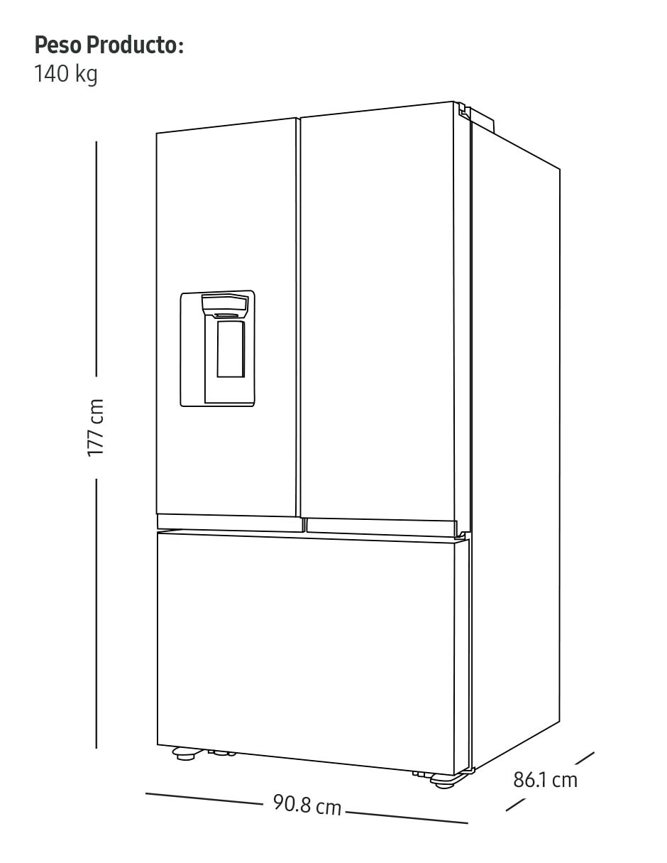 Refrigerador french door Samsung 31 pies cúbicos inverter y fábrica de hielo RF32CG5411B1EM